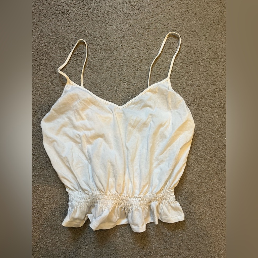 3/$15 Zara white ruched waist Spaghetti Strap Tank top Size small ga gg